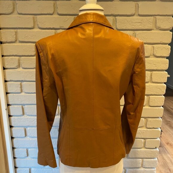 Bagatelle 100% Leather Blazer in Camel Women's Size 6 #002 - Picture 4 of 8